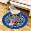  Disney Kingdom Hearts Round Rug Stained Glass Style Cartoon Character Design Circular Floor Mat for Home Office Decor