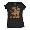 Womens Funny T Shirts Easily Distracted By Wieners Sarcastic Puppy Graphic