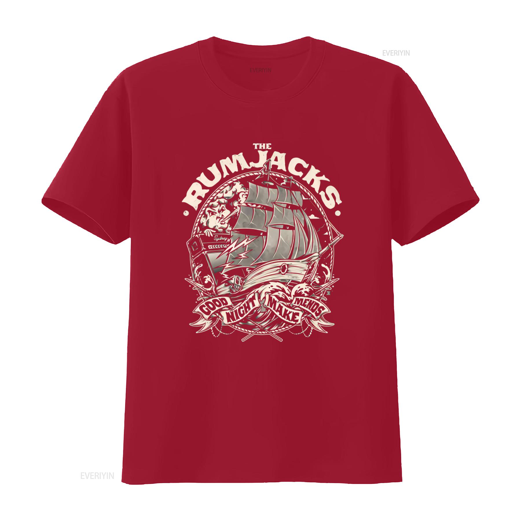 

THE RUMJACKS Ship T Shirt Vintage Sailboat Design with Band Logo and Good Night Make Mends Motto Perfect for Rock vintage S
