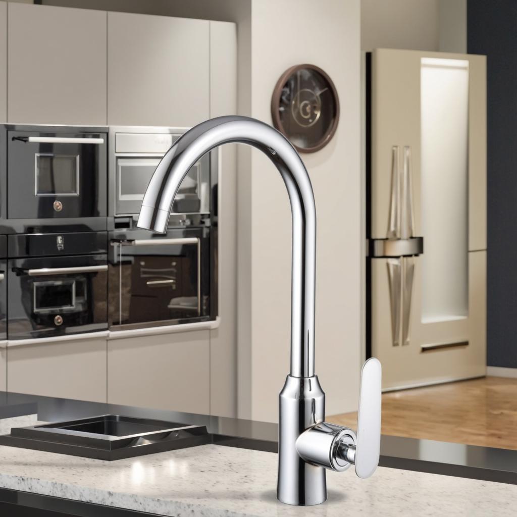 Modern Classic Single-Hole Stainless Steel Kitchen Sink Faucet Mixer Brushed for Hot Cold Water Ceramic for Hotels Kitchens