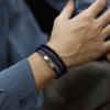 Europa und Amerika Schwarzes Armband Glasperlen Mann Armreif Edelstahl Leder Einfache Perlenarmbänder Magnetverschluss ALN25122831