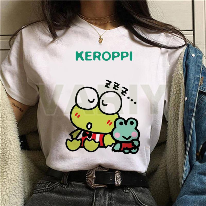 Retro dámské tričko Keroppi Gudetama Dej si koupel Potištěný top Korejské s krátkým rukávem Kulatý výstřih Dámské tričko Vhodné pro denní nošení