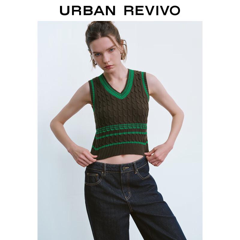 UR Damen Retro Academy Colorblock V-Ausschnitt Strickweste