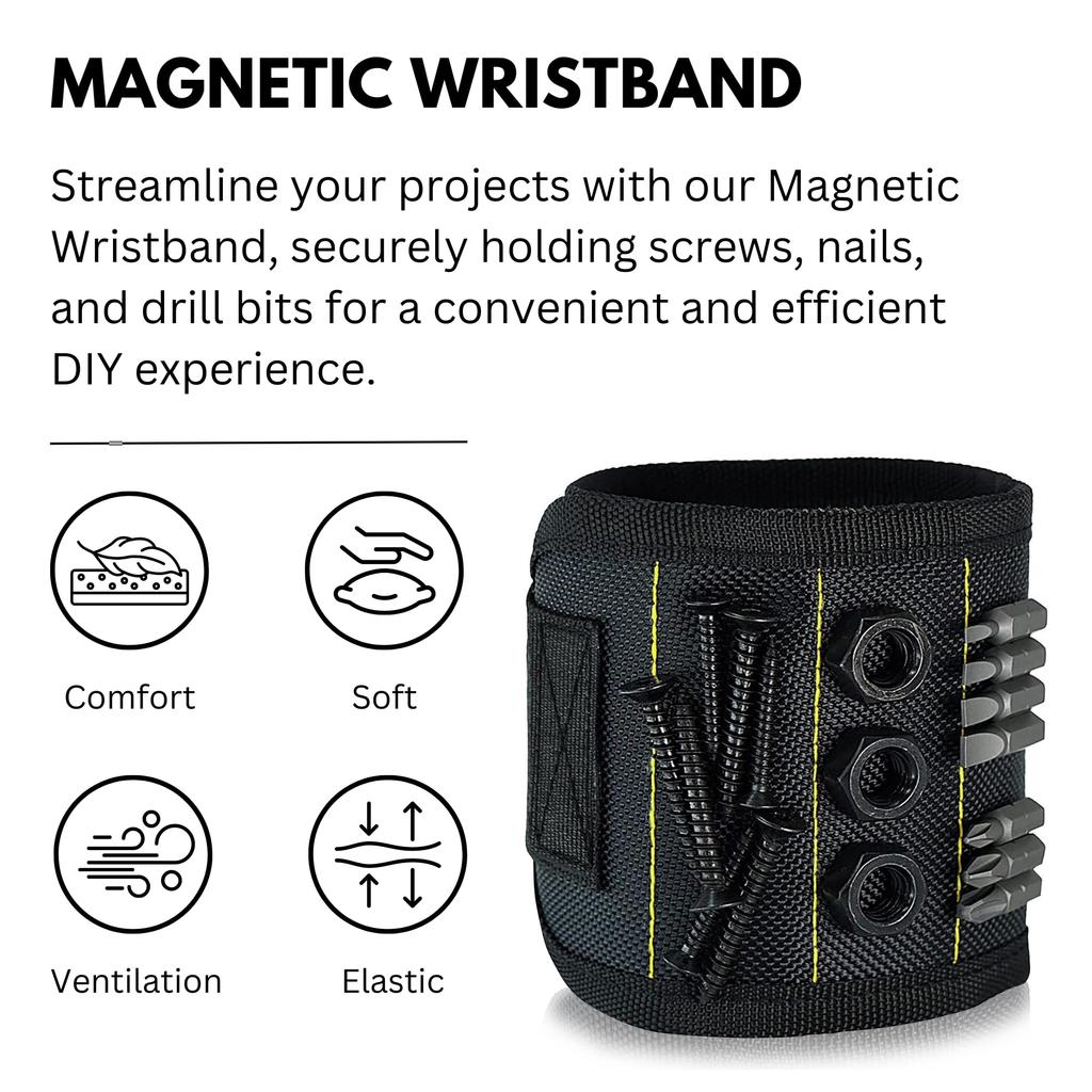 Magnetic Wristband Tool Holder Magnetic Screw Holder Wrist Strap for Electricians Repair Work