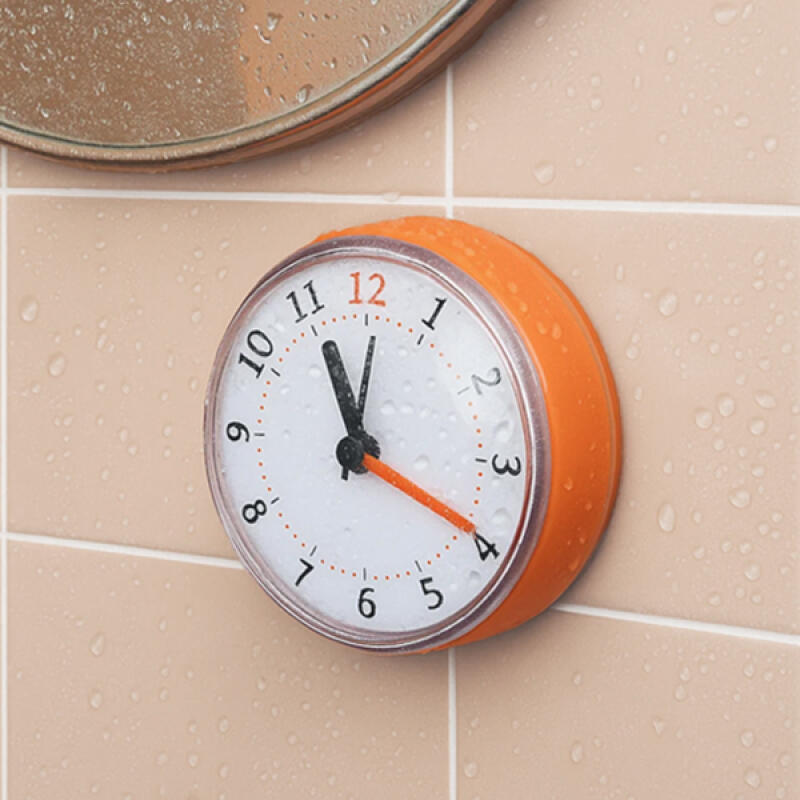 

Noiseless, absorbent, waterproof, round bathroom clock for getting ready for work