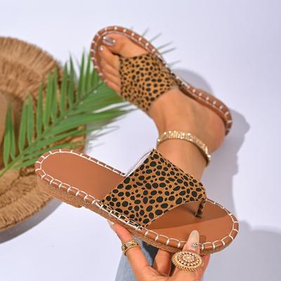 Casual Large Size Thick Bottom New Leopard Print Women's Foreign Trade Fashion Simple and Generous Slippers Summer Cross-border