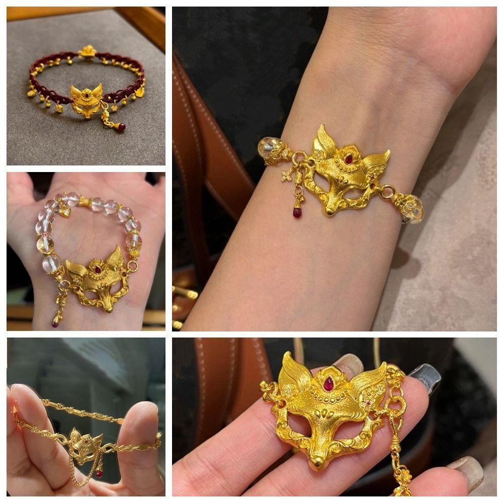 Elegant Chinese Style Necklace Zinc Zinc Alloy Handmade Bead Bracelet Vixen Mask Bracelet  Gift