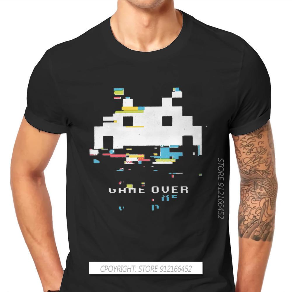 

Glitch Men TShirt Space Invaders Arcade Shooter Game O-Neck Tops 100% Cotton T Shirt Humor Gift Idea S разноцветный