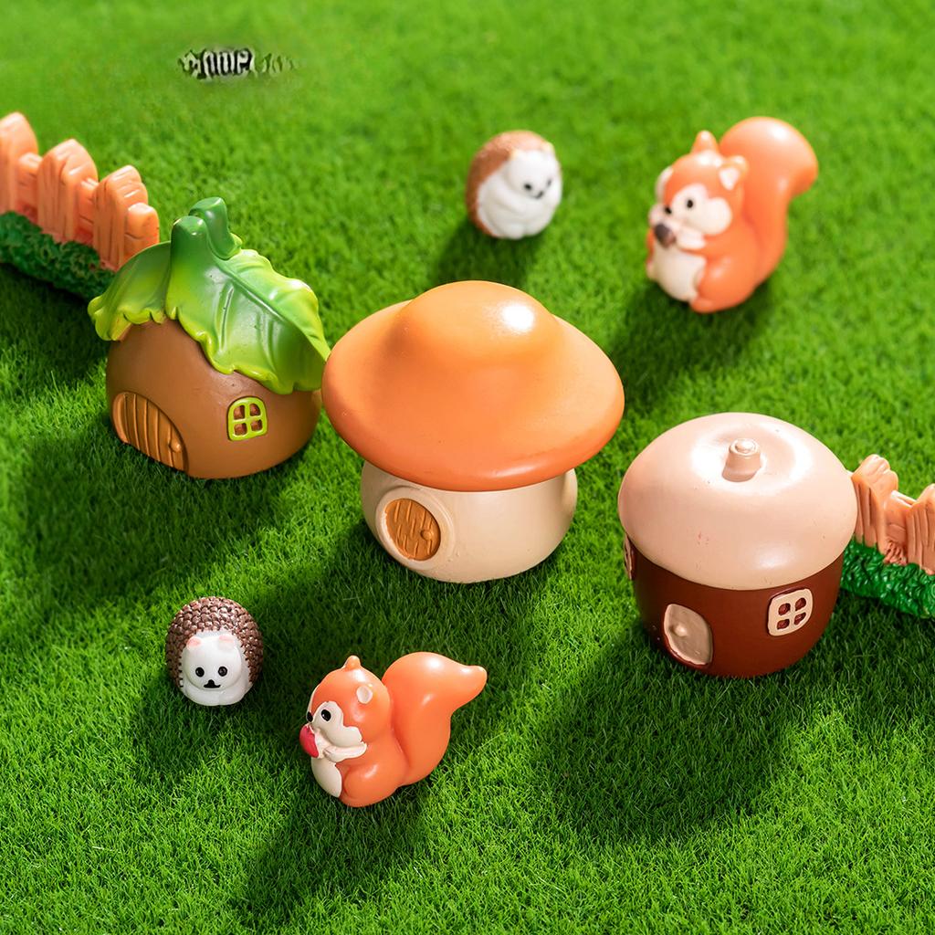 Micro Landscape Decoration Cute Forest Tree House Small House Resin Crafts Diy Tabletop Decoration Accessories