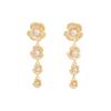Metal Stud Earrings Retro Pearl Inlaid Pleated Flower Fringed Earrings Light Luxury Premium Earrings