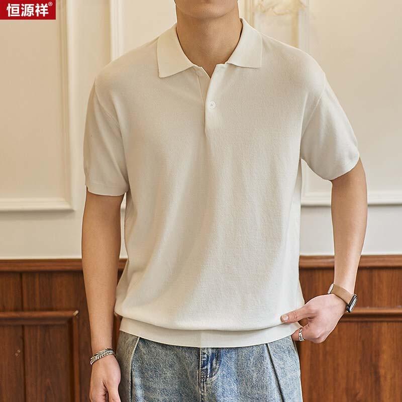 Hengyuanxiang Men s Knit Short Sleeve Polo Shirt 2XL