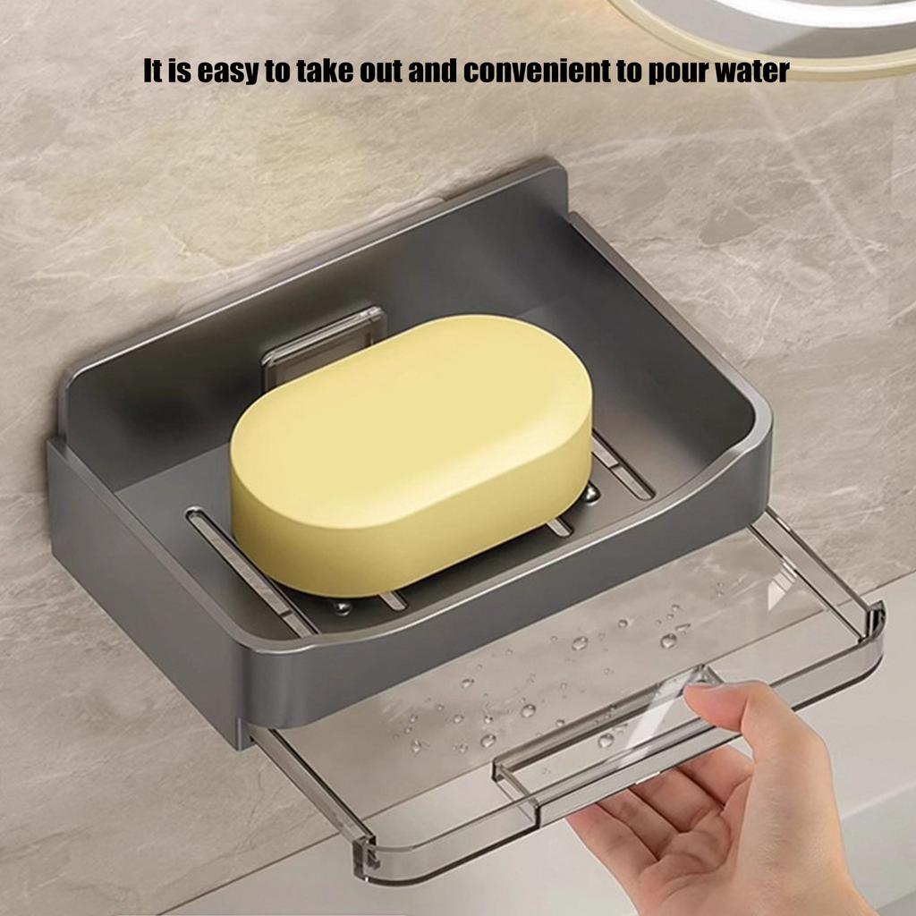Plastic Soap Dish Organizer with Draining Tray for Bathroom Countertop Sink Shower Storage Rack Kitchen Sponge Holder