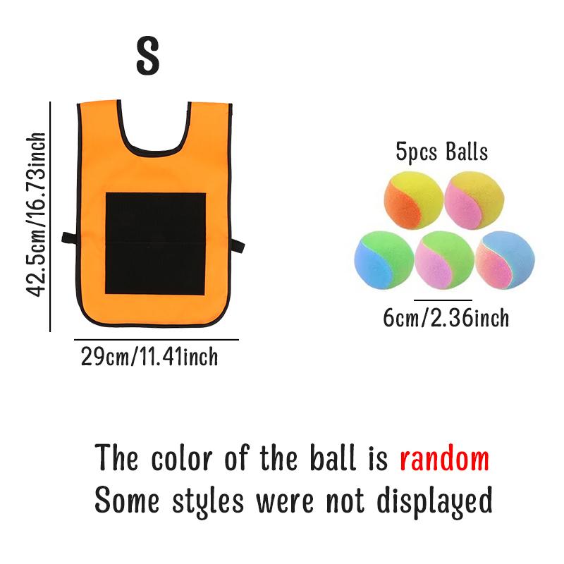1PC Sticky Ball Vest with 5PCS Random Color Soft Balls Colorful Waistcoat Throwing Running Jumping Sport Gift Party Souvenir ZYF