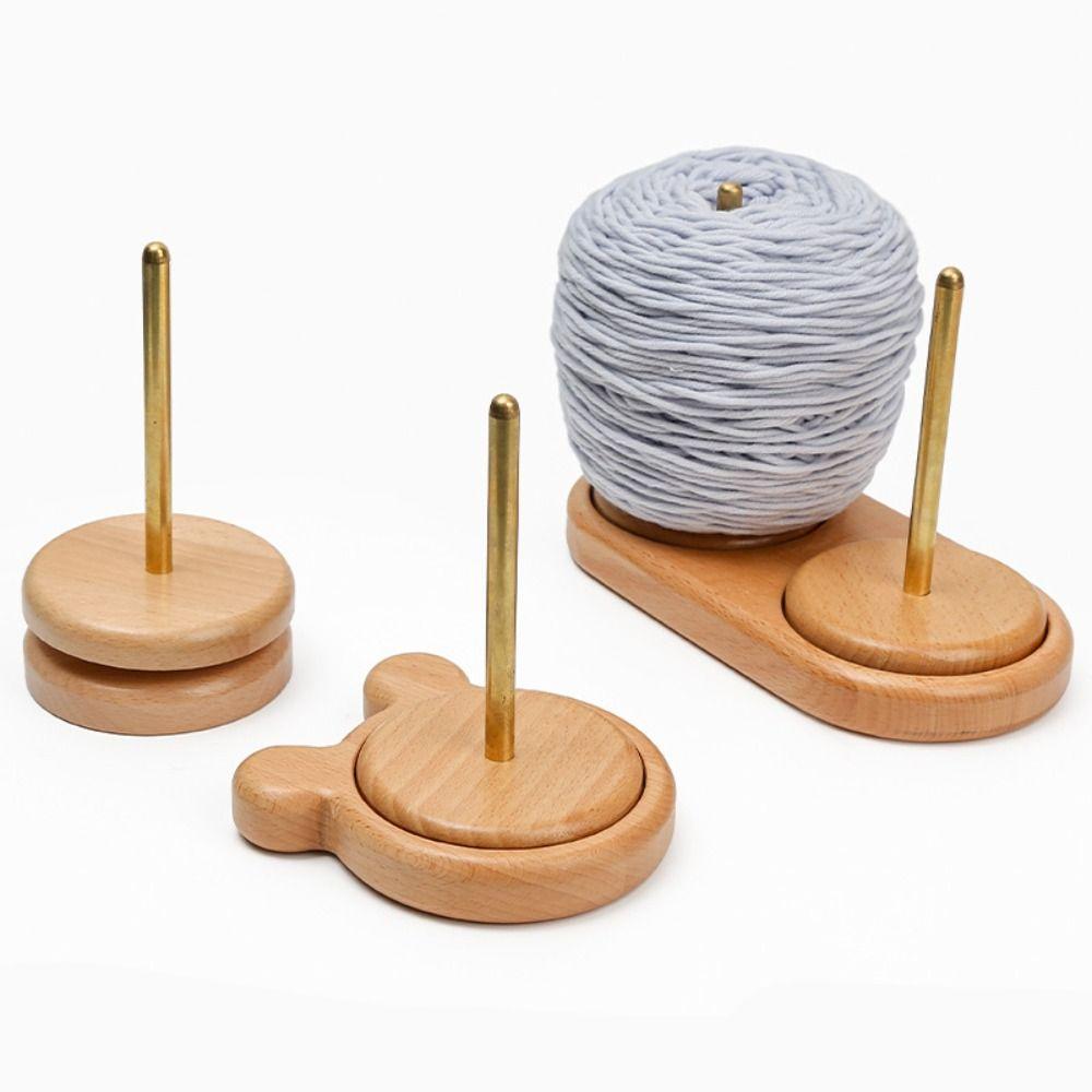 Household Wooden Yarn Holder Wool Ball Removable Winder Stand Tool Rotatable Crochet Accessories Stand Beginner