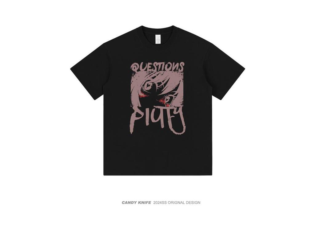 Japanisches Anime Streetwear Schwergewicht T-Shirt aus reiner Baumwolle - Kurzarm, Hip Hop, Unisex, Lockere Passform, Sommer.