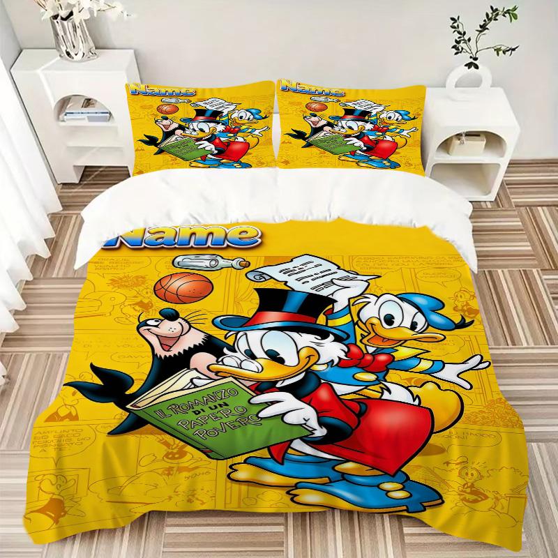 Custom Name Donald Duck Book Cover Print 3Pcs Bedding Set Duvet Cover With 2 Bedro Pillowcase Home Birthday Gift