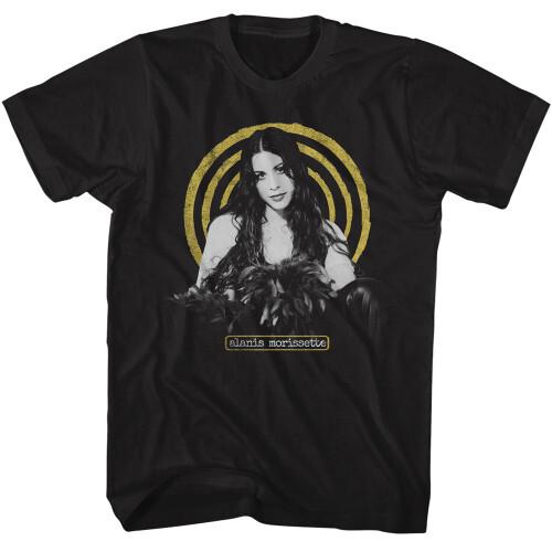 

Alanis Morissette Yellow Spiral T-shirtBlack Unisex T-Shirt XL