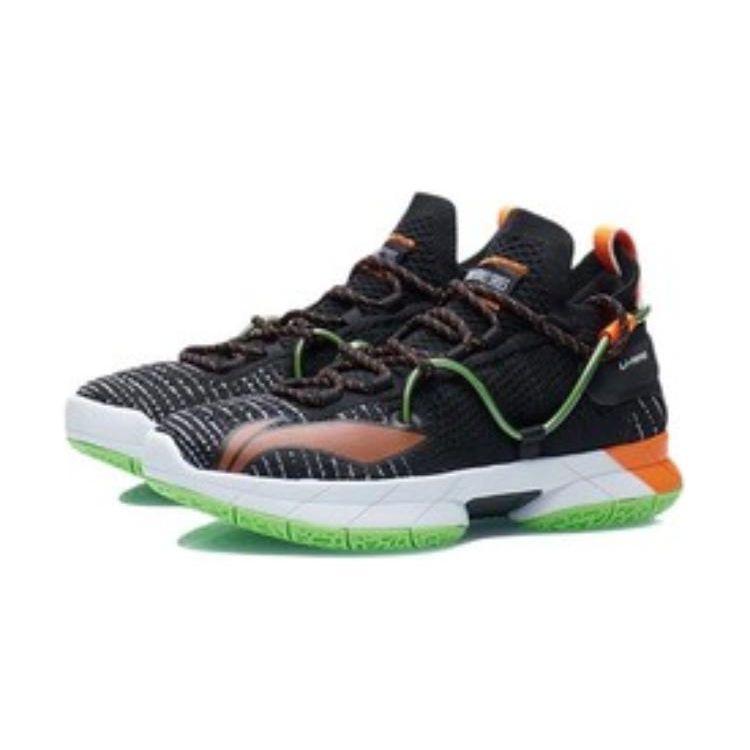 LiNing Flash 6 Shock Absorption Anti-Slip Durable Mid-Top Basketball Shoes Kids Basketball Shoes Black Orange YKBR024-1