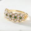 Elegant Vintage Inlaid Imitation Pearl Florals Design Golden Ring Women'S Luxury Exquisite Wedding Anniversary Jewelry Accessory