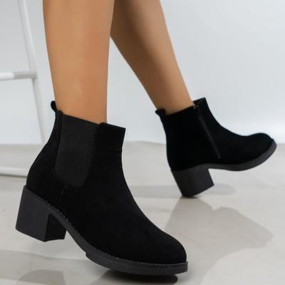 Bottes à plateforme tendance pour femmes Bottines pour femmes Bottines élégantes en faux daim à la mode d'automne Bottines à talons hauts élégantes et concises de couleurs unies