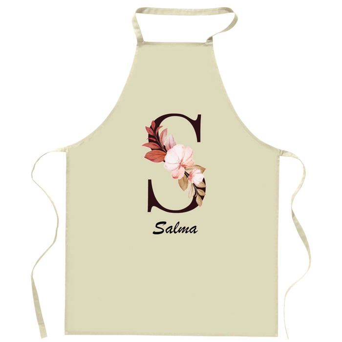 Tablier de cuisine - Salma - Motif Lettre - Coton résistant - Impression française