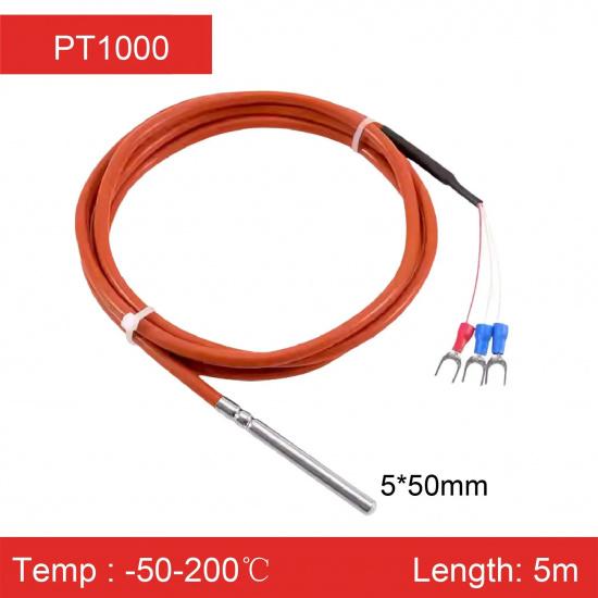 PT100 PT1000 Temperature Sensor Waterproof RTD Probe Platinum Resistance Detector 2/3/4 Wire High Precision Silicone Cable