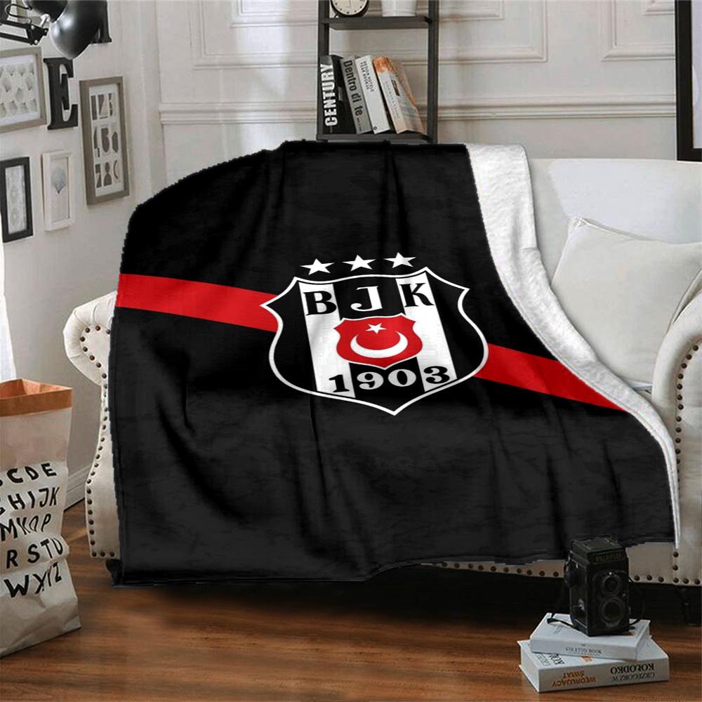 Coperta in Flanella con Stampa Logo Beşiktaş Alta Qualità Calda Confortevole Coperta per Tutte le Stagioni Perfetta per Regali Decorazione per la Casa