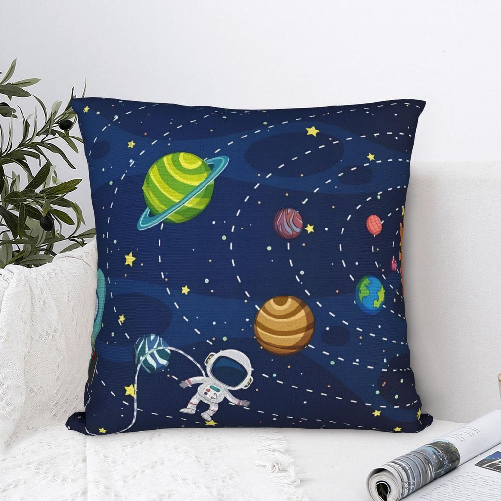 Cartoon Space Astronaut Pillowcase Solar System Planet Cushion Cover Galaxy Kids Room Decor Universe Theme Gift