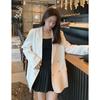 Beige Double-Breasted Loose Fit Blazer for Women - Korean Style Spring/Autumn