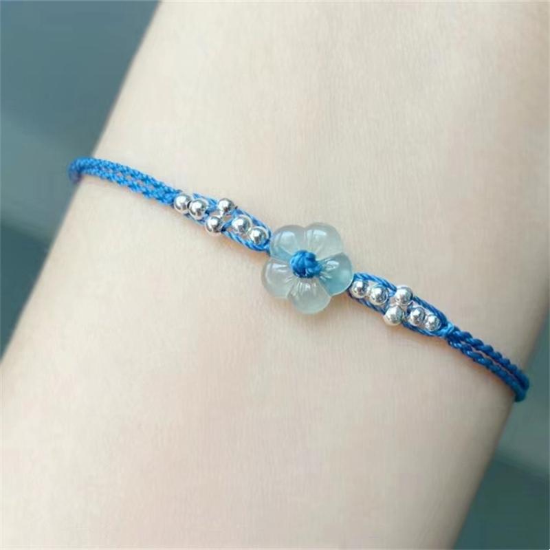 Elegant Exquisite Plum Flower Braided Bracelets for Women Trendy Handmade Blue Rope Weave Bracelets Friendship Jewelry Gifts