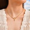 Stainless Steel Plated 18K Gold Stylish Simple Small Square Chain Bubble Buckle Copper 26 Letter Necklace Nc-1887