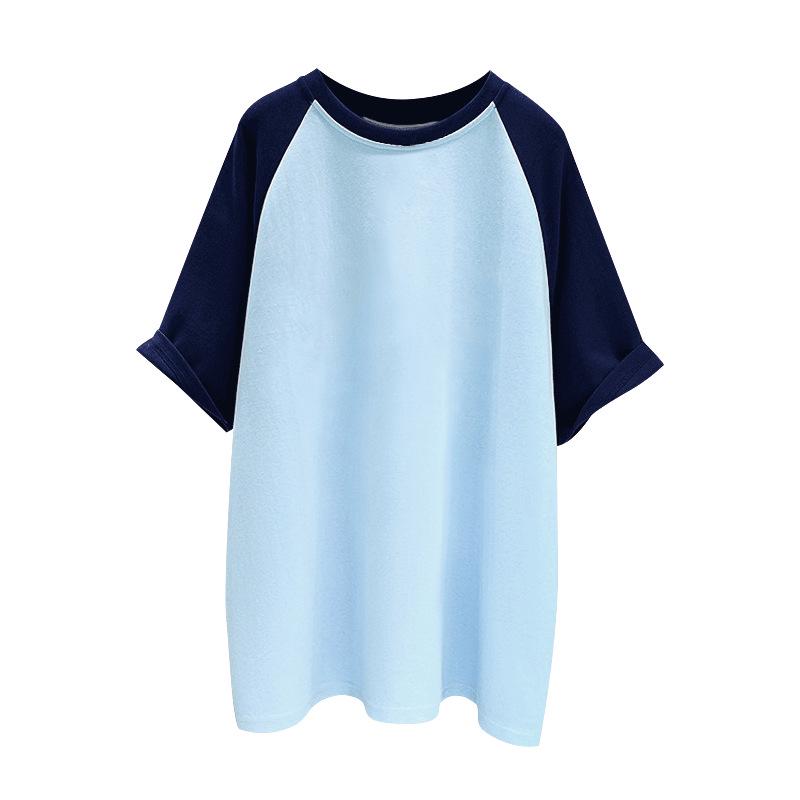 Women's Pure Cotton Raglan Sleeve T-Shirt - Trendy Color Block, Unisex Style, Custom Logo