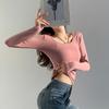 Neueste koreanische Version Frühling und Sommer Design Sinn Vielseitig Ausländischer Stil Herbst und Winter Poliert Langarm T-Shirt Rundhalsausschnitt Schlankes Oberteil