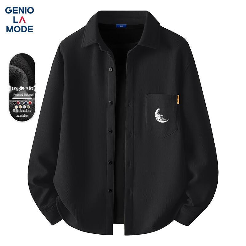 GENIOLAMODE Men s Plush Corduroy Long Sleeve Shirt 3XL