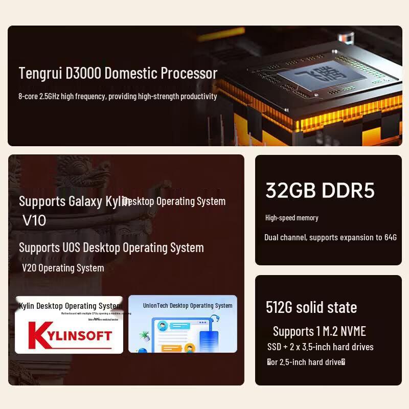 Lenovo Zongwei M740J-91f Xinchuang Desktop PC with 23.8-inch Display (CN Version)