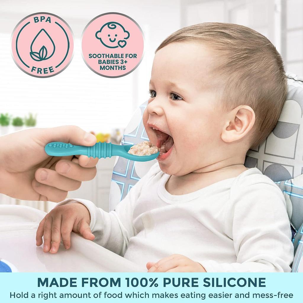 Premium Silicone Baby Training Spoon - Safe, Food-Grade and Perfect for Teaching Self-Feeding.