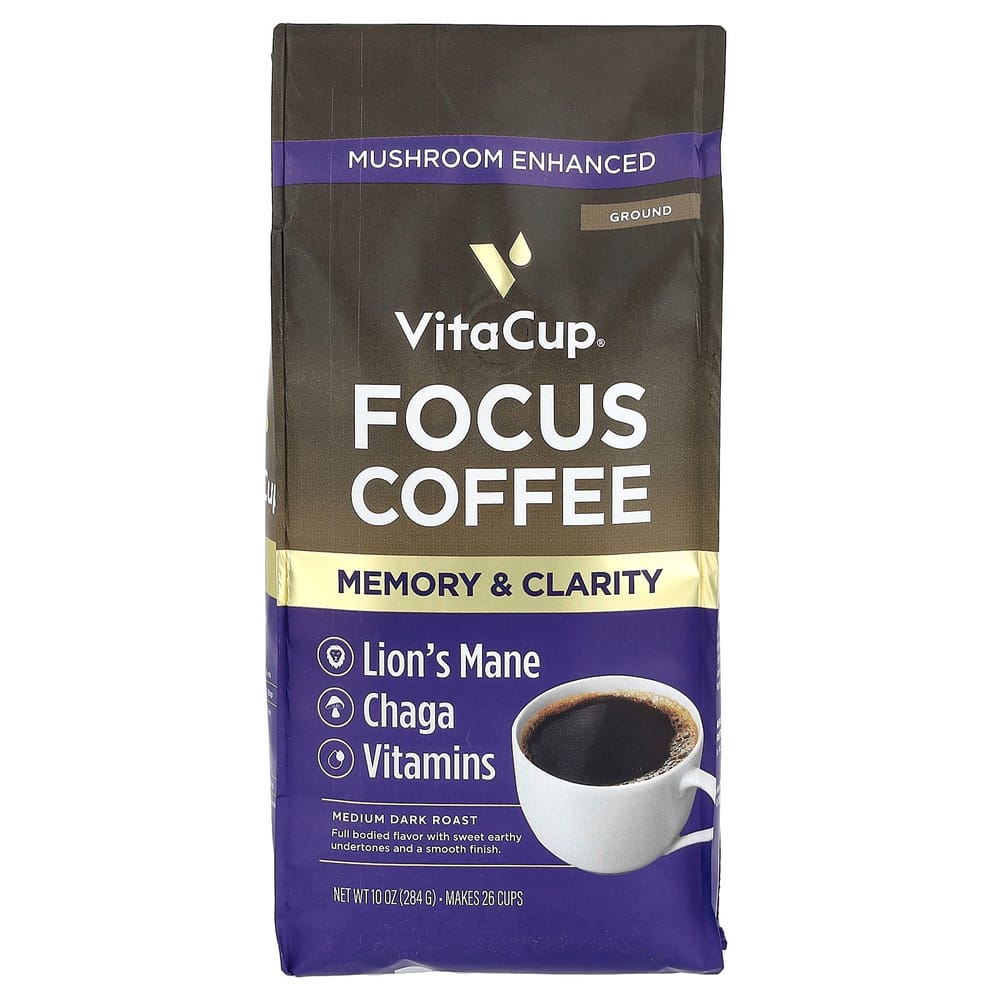 iHerb Focus Mushroom Coffee Ground Medium Dark Roast 284g (10oz)