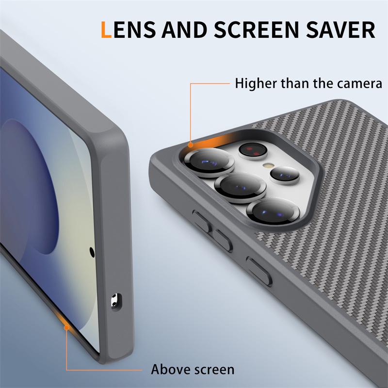 Samsung S25 Ultra Carbon Fiber Magnetic Case - Compatible with S24, S25, S23Plus, S21+ with Skin-like Feel