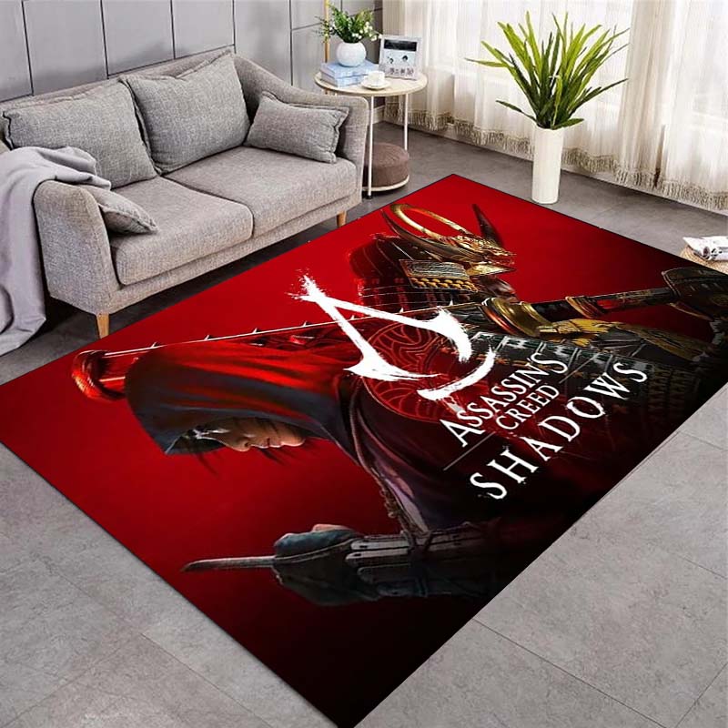 Assassin's Creed Vícehlavní postava Plošný koberec Pozadí tmavého lesa Protiskluzová podložka na podlahu Omyvatelný herní koberec Pro herní pokoj Pánskou jeskyni Domácí dekorace