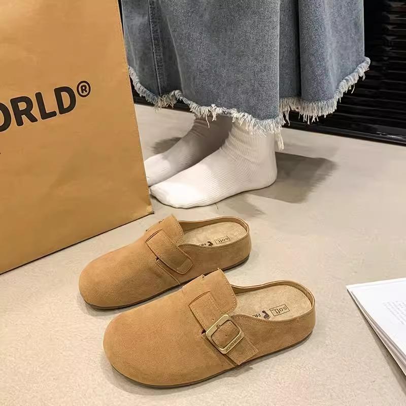 Thick-soled Shoes, Retro Toe Cap Half-slippers, Spring One-foot Lazy Shoes