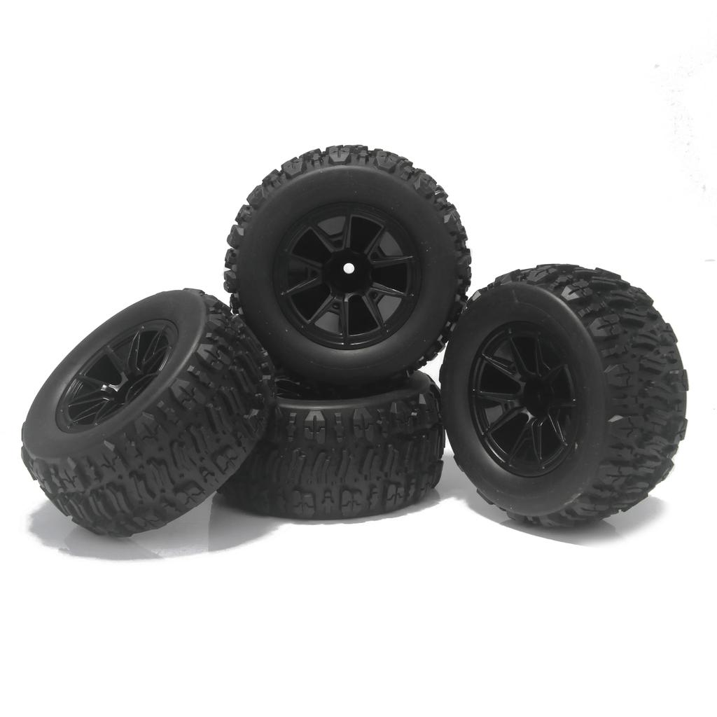4PCS 90mm 12mm Hex Monster Truck Rubber Tires Off Road Buggy Wheel for 1/14 RC Car Wltoys 144010 MJX Hyper Go 14209 14210 RC Car
