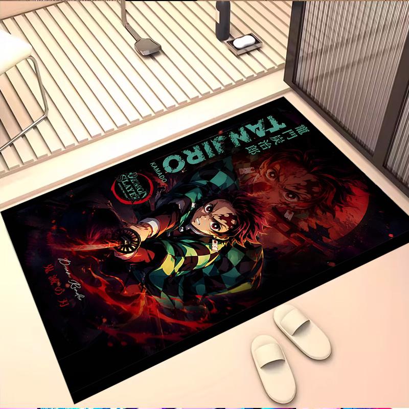 Demon Slayer Print Rug, Washable Floor Carpet, For Entryway Dorm Laundry Room Office Study, Home Decor Birthday Christmas Gift