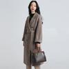 Fengxun Women's Long Double-Faced Wool Coat with Belt