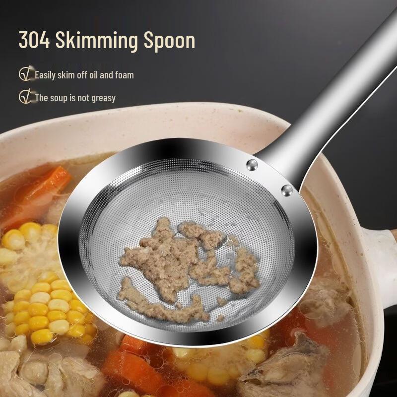 ZISIZ 304 Stainless Steel Kitchen Oil Skimmer Spoon Set