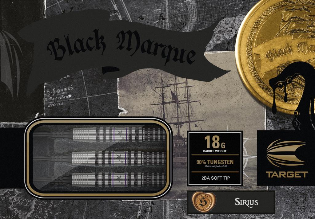 TARGET BLACK MARQUE SIRIUS 18G 2BA SOFT TIP DARTS Mark Sirius 2.0 90% (Black 2.0)