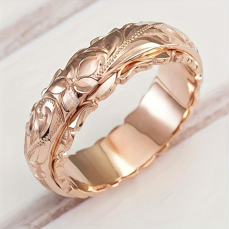 Fashionable new ring, engraved ring, rose ring, gold-plated ring, women s ring, wide band ring, gift 5 розового золота