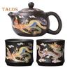 Teapot Chinese Dragon Phoenix Auspicious Zisha Clay Gongfu Tea Kettle for Loose Tea Hand-made Tea Pots with Unique Color-changing Effect Tea Lover's