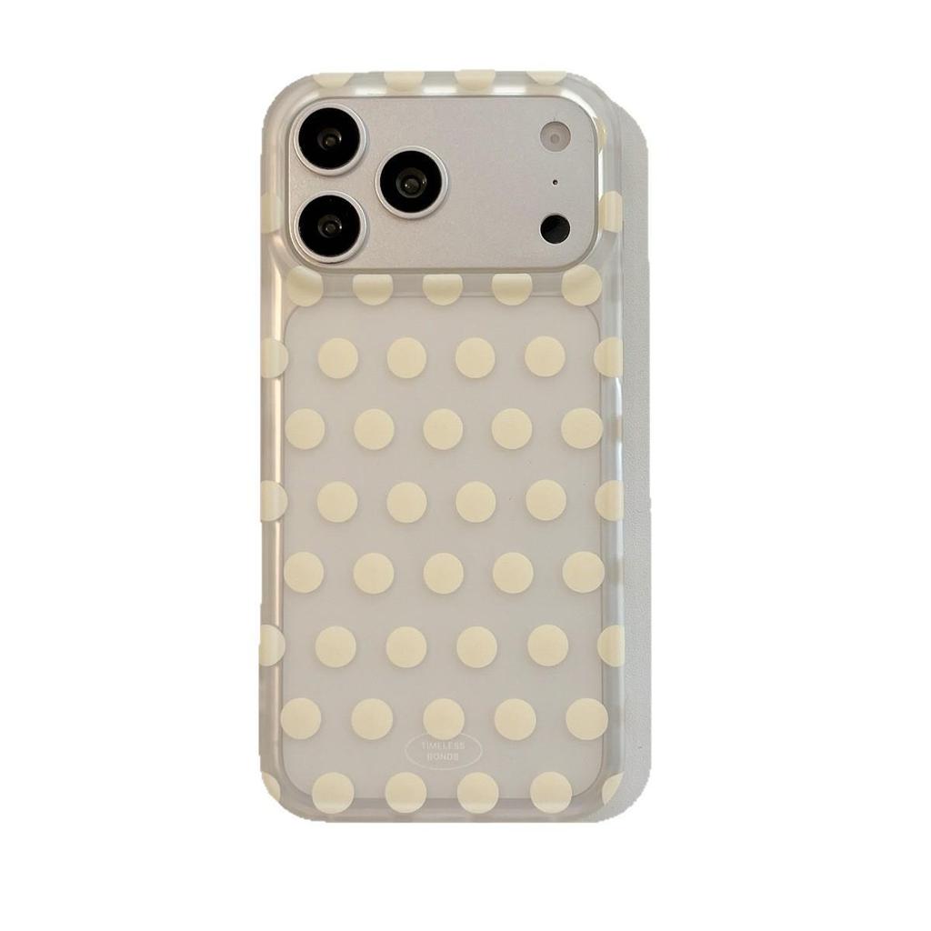 Frosted Translucent Polka Dot iPhone 15/16/17 Pro Max Double-layer Drop-proof Case