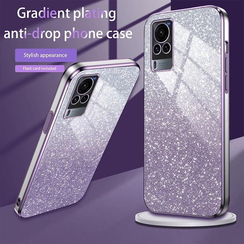 X70 X90 X80 Luxury Gradient Glitter Plating Case On For Vivo X90 X60 X80 X21 X23 X27 X90 Pro Cover Vivo S12 S17 S16 S15 S12 Pro