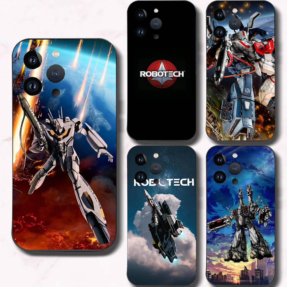 Anime Robotech Phone Case Black Silicone Soft Shell For IPhone 17 16 15 14 13 12 11 Air Pro Max Plus Hot Sale